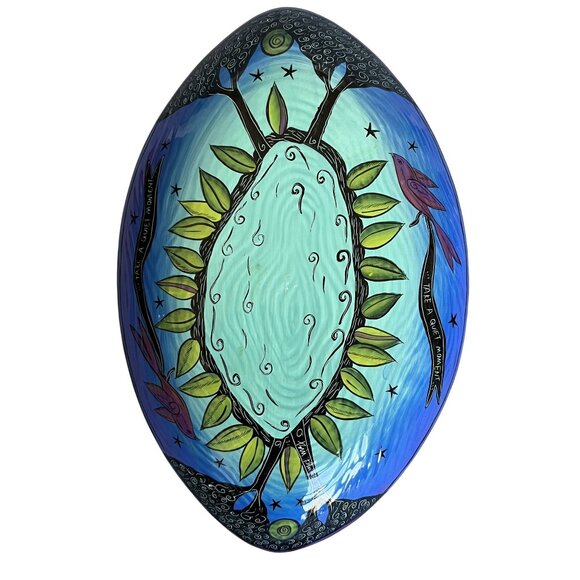 Terri Kern Vintage Handmade Moon Star Night Oval Serving Platter Bowl 14" Signed - Picture 10 of 16